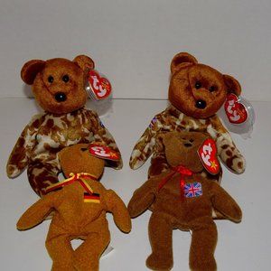 RETIRED— Classic Vintage Beanie Baby Bears   Hero USO GREAT BRITAIN & AUSTRALIA